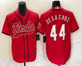 Men%27s Cincinnati Reds #44 Elly De La Cruz Red With Patch Cool Base Stitched Baseball Jersey